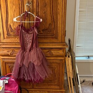 Kids Burgundy Sequin Tulle Costume Dress